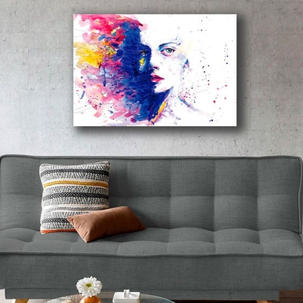 VENECIA - Cuadro Decorativo Rostro Acuarela XL 120x80 - impresion Tela Poliester