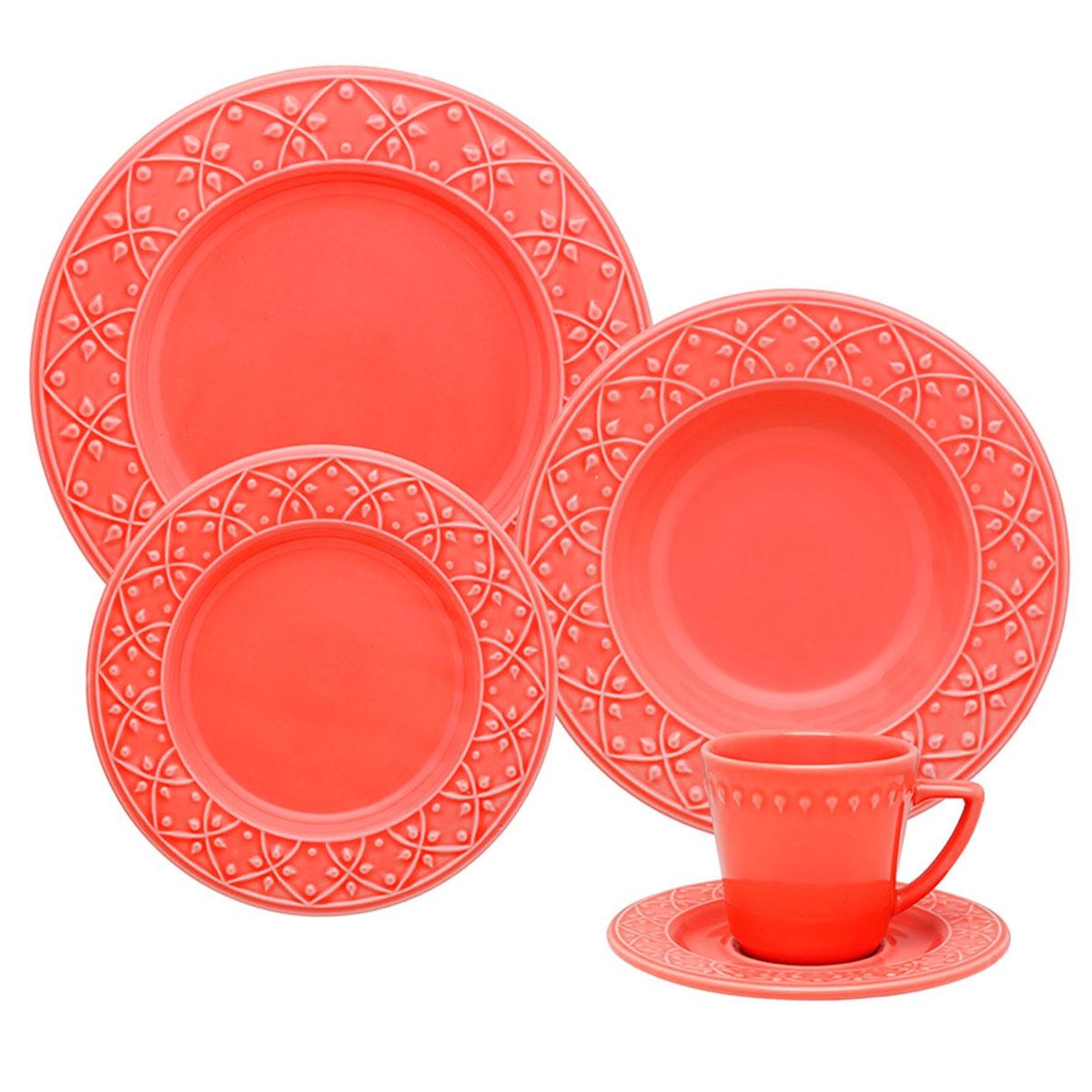 OXFORD - VAJILLA CERAMICA 20 PZAS 4 PTOS MENDI CORAL
