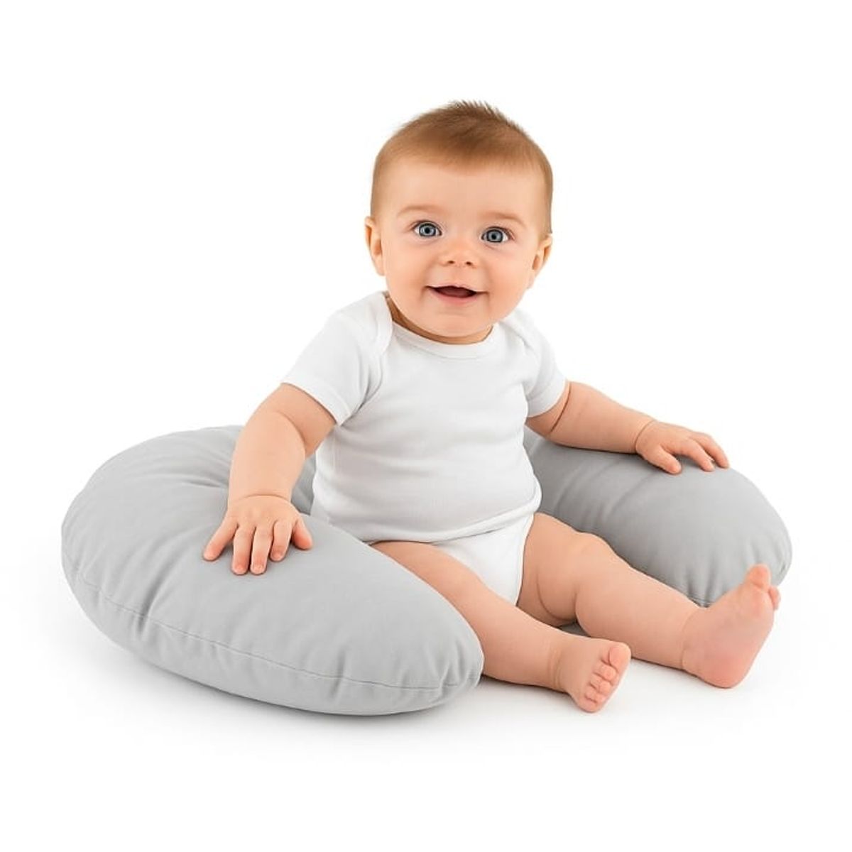 ABRICOL - Cojin Estabilizador de Lactancia  Multiusos Dona Tela Peluche Gris