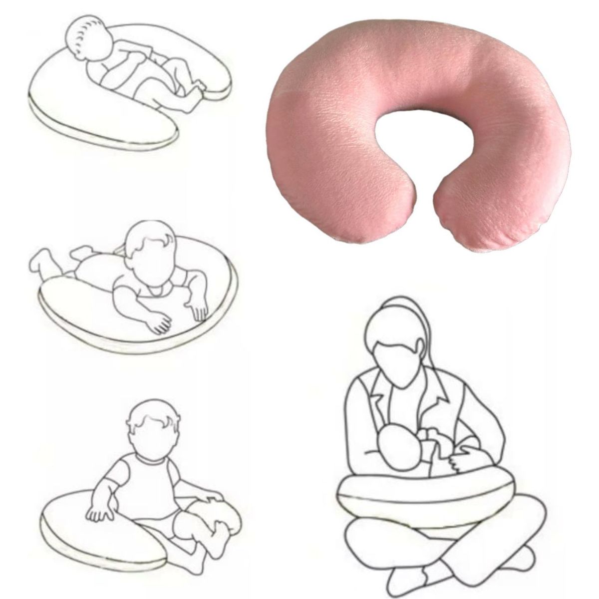 GENERICO - Cojin Estabilizador de Lactancia  Multiusos Dona Tela Peluche Rosado