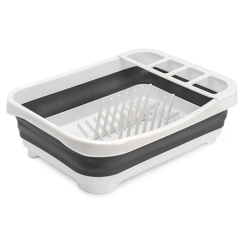 CHEF MASTER - Escurridor de Platos Plegable con Drenaje y Compartimentos
