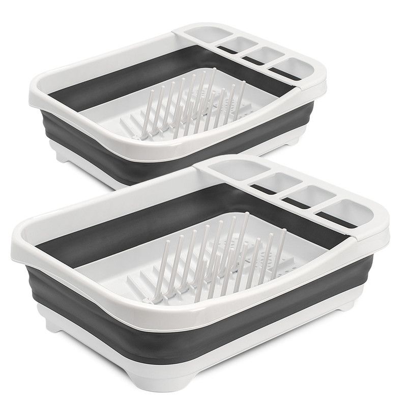 CHEF MASTER - Set x2 Escurridor Platos Plegable Drenaje y Compartimentos
