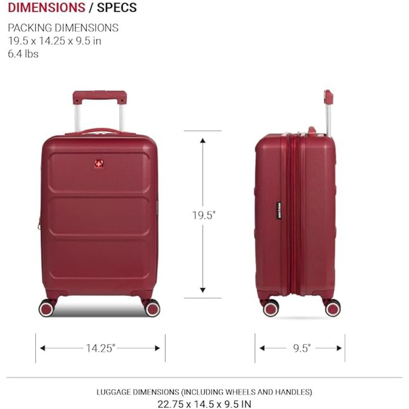 SWISSGEAR - Maleta dura expandible con ruedas spinner SwissGear 8090 Carry-On 20