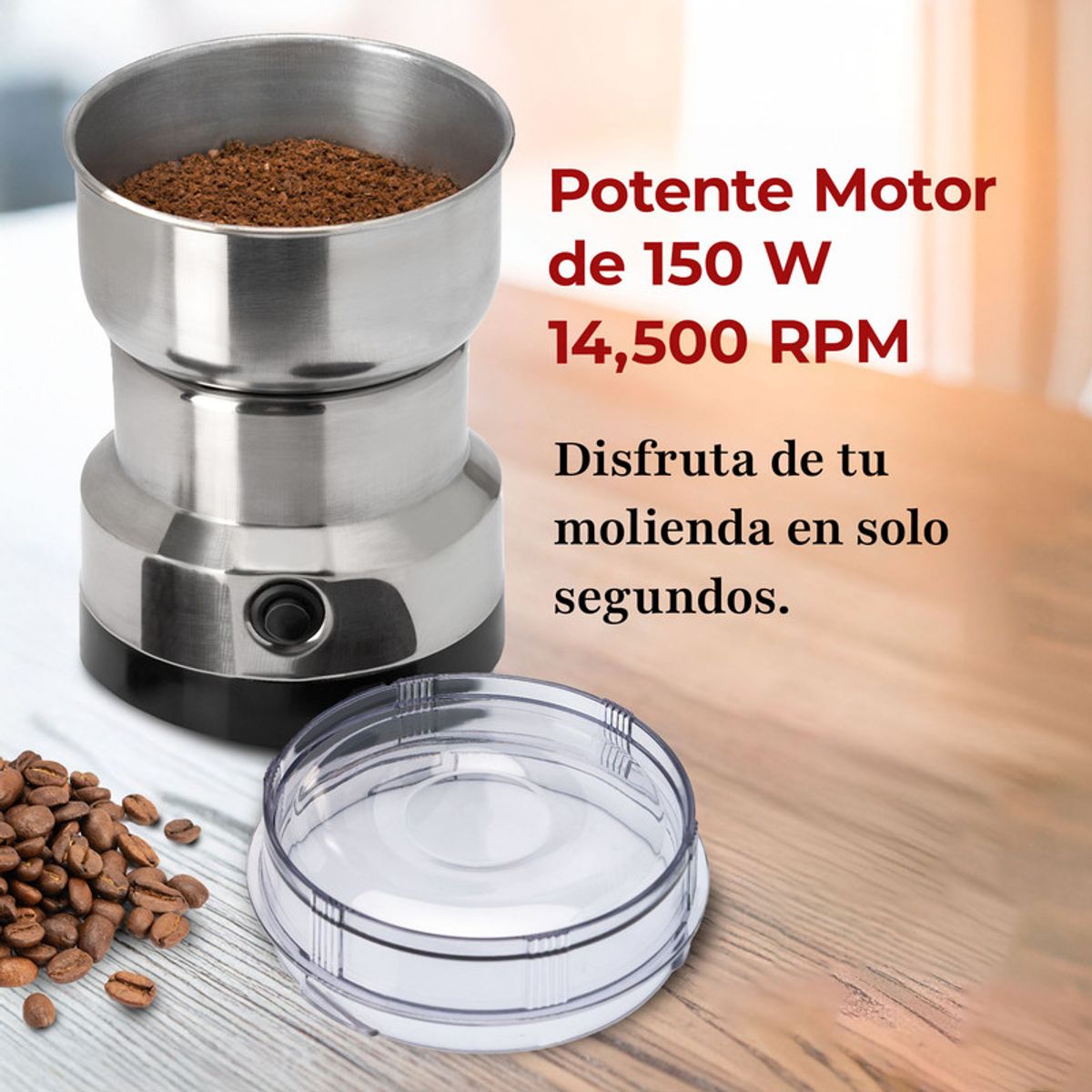 CHEF MASTER - Molinillo Eléctrico para Café Especias Semillas 150W Acero