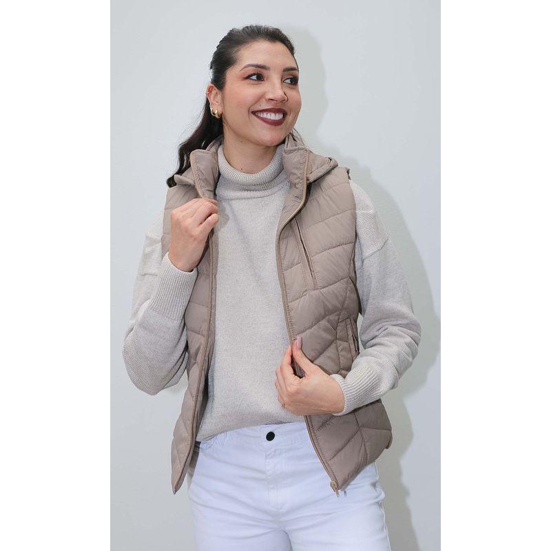L Y H - Chaleco Para Mujer Beige Marca L&H