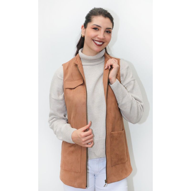 L Y H - Chaleco Para Mujer Beige Marca L&H