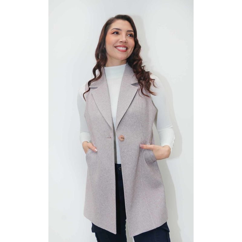 L Y H - Chaleco Para Mujer Beige Marca L&H