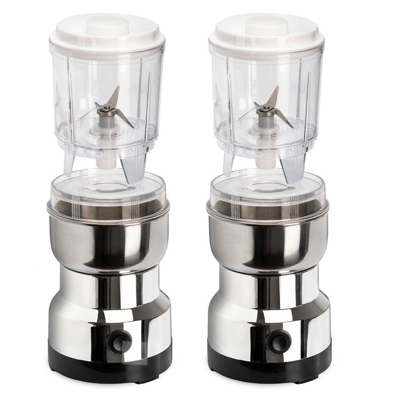 CHEF MASTER - Set x2 Molino de Café y Picadora Eléctrica 2 en 1 400W Acero
