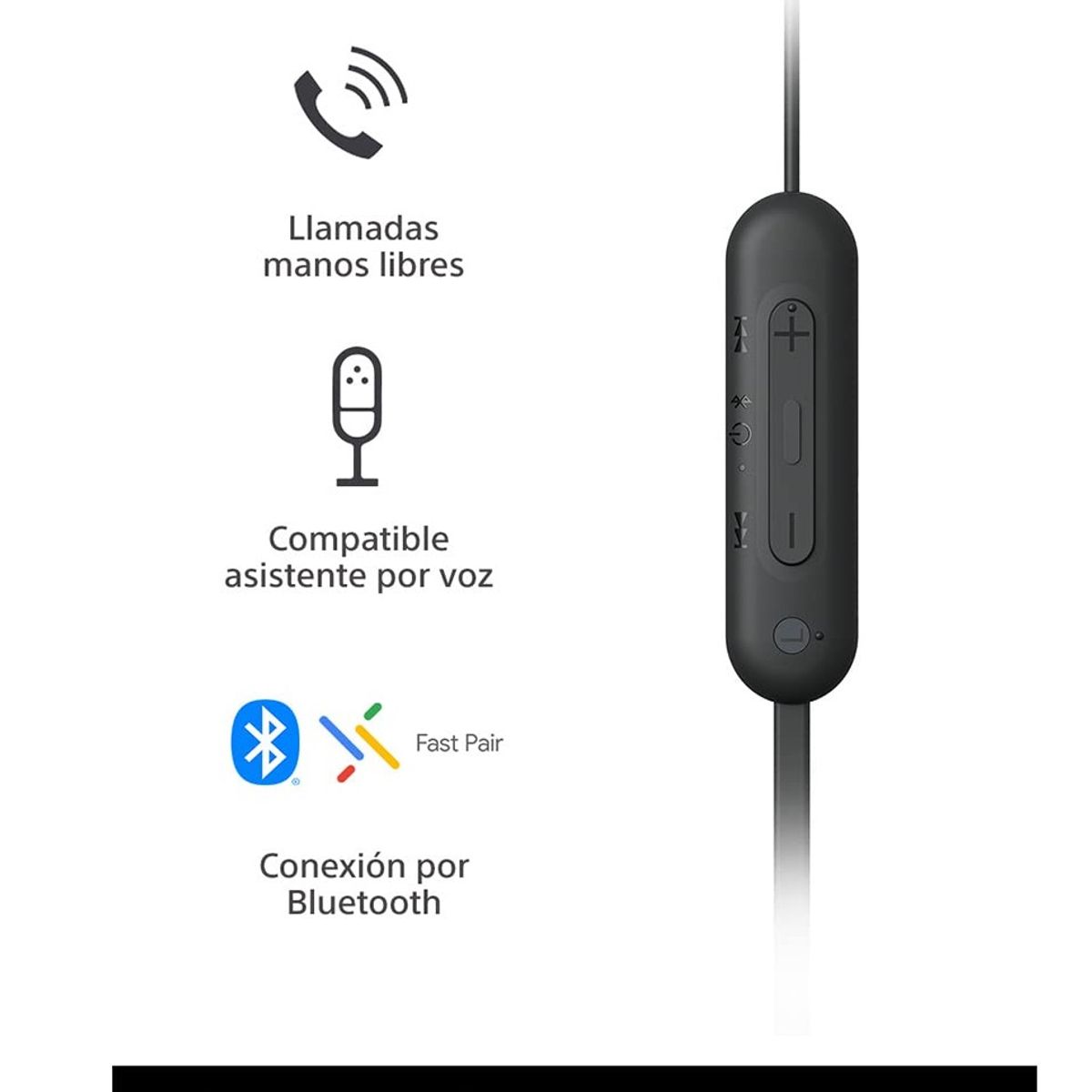 SONY - Audífonos Sony Inalámbricos Bluetooth WI-C100 Negro 25 HORAS