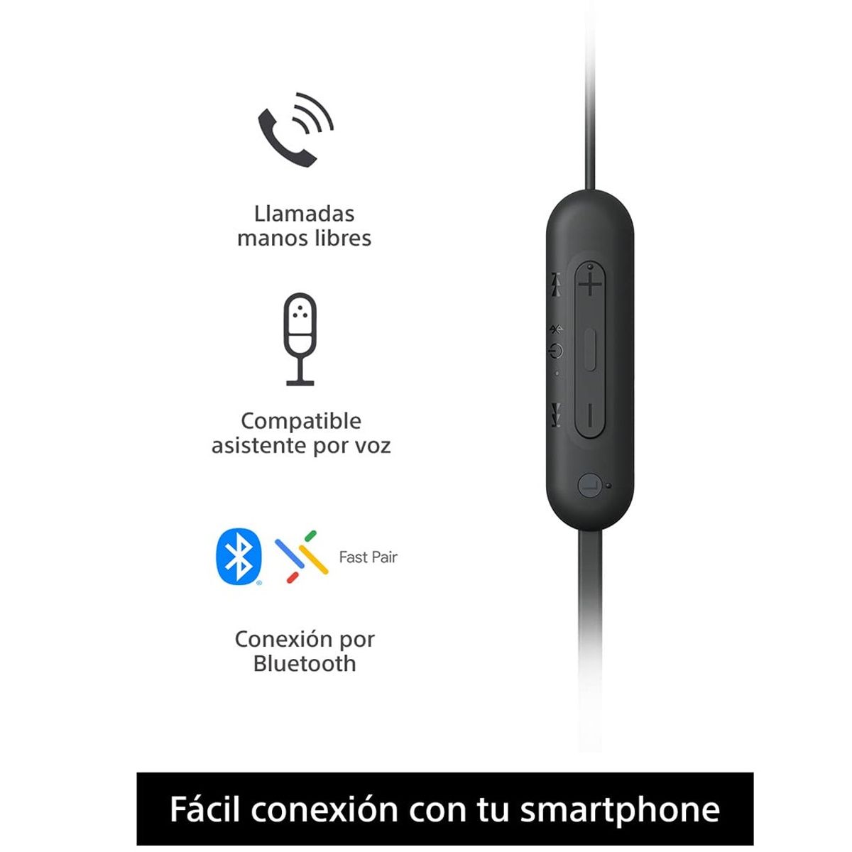 SONY - Audífonos Sony Inalámbricos Bluetooth WI-C100 Negro 25 HORAS
