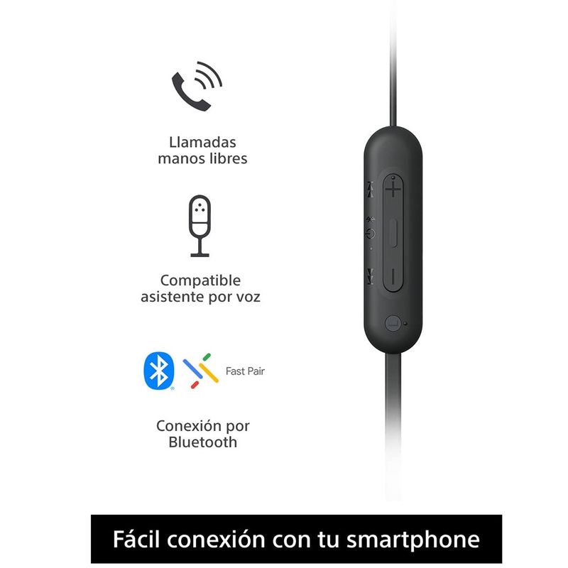 SONY - Audífonos Sony Inalámbricos Bluetooth WI-C100 Negro 25 HORAS