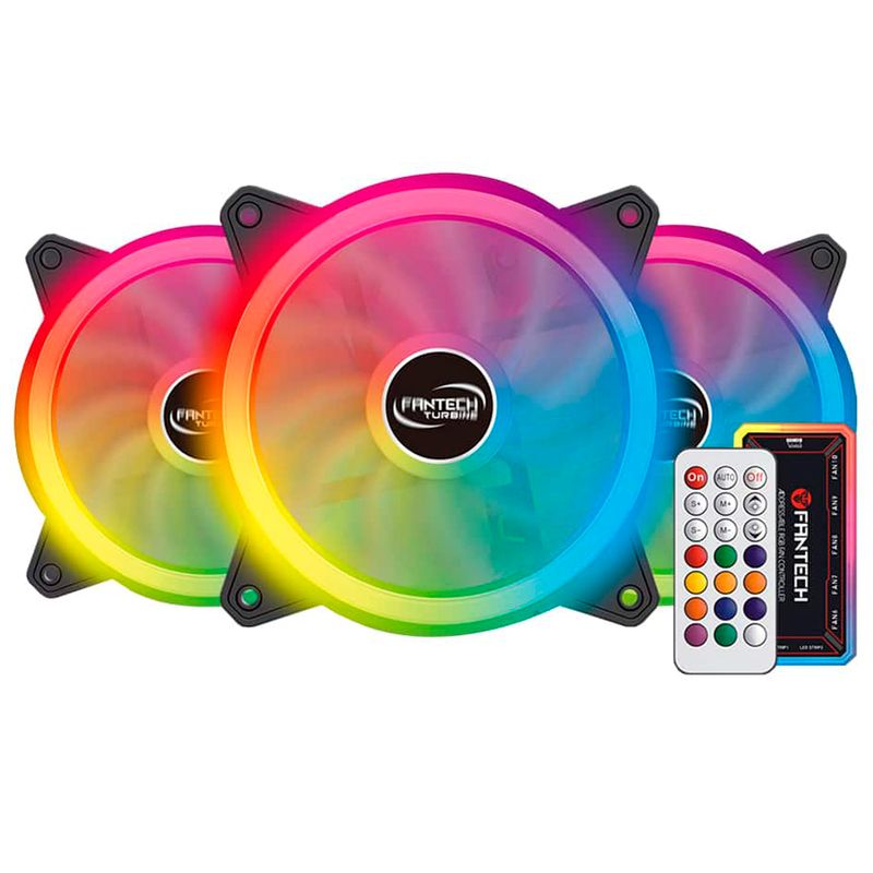 FANTECH - Kit De 3 Ventiladores Fantech Turbine Fb-301 Rgb + Control