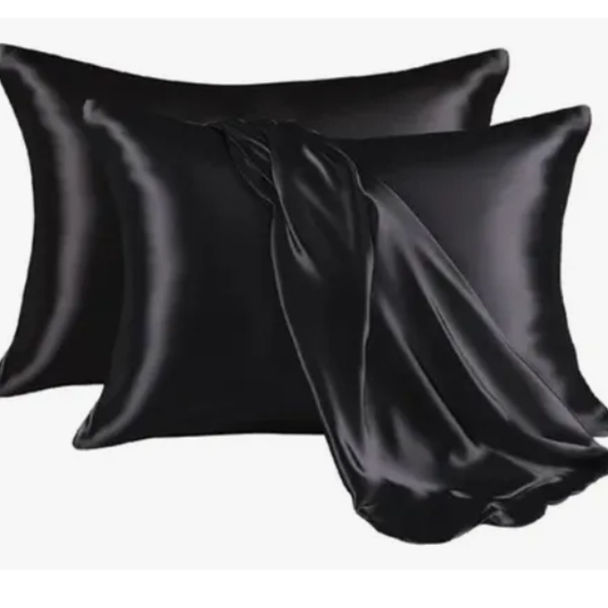 INNOVA - Fundas Para Almohada Satín Seda Cuida Cabello Piel Anti Friz Negro