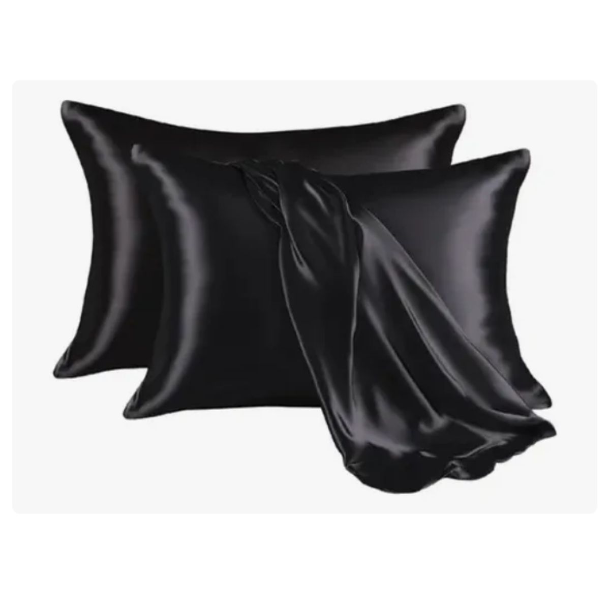 INNOVA - Fundas Para Almohada Satín Seda Cuida Cabello Piel Anti Friz Negro