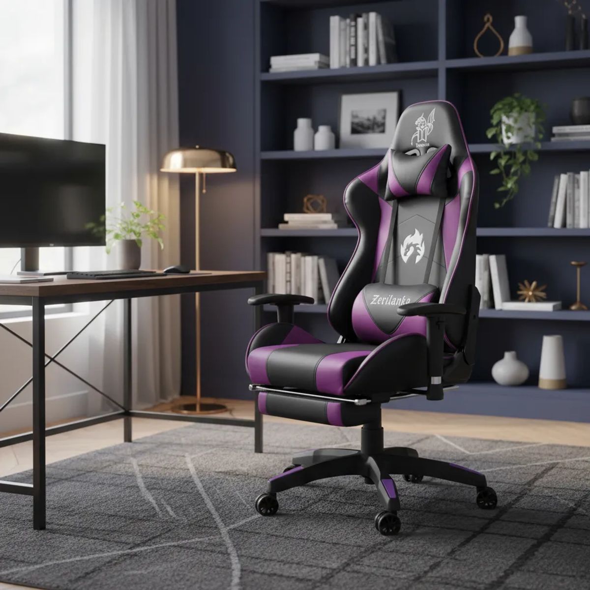 JYM - Silla Gamer Profesional Premium Cuero PU 170º Reclinable Morada