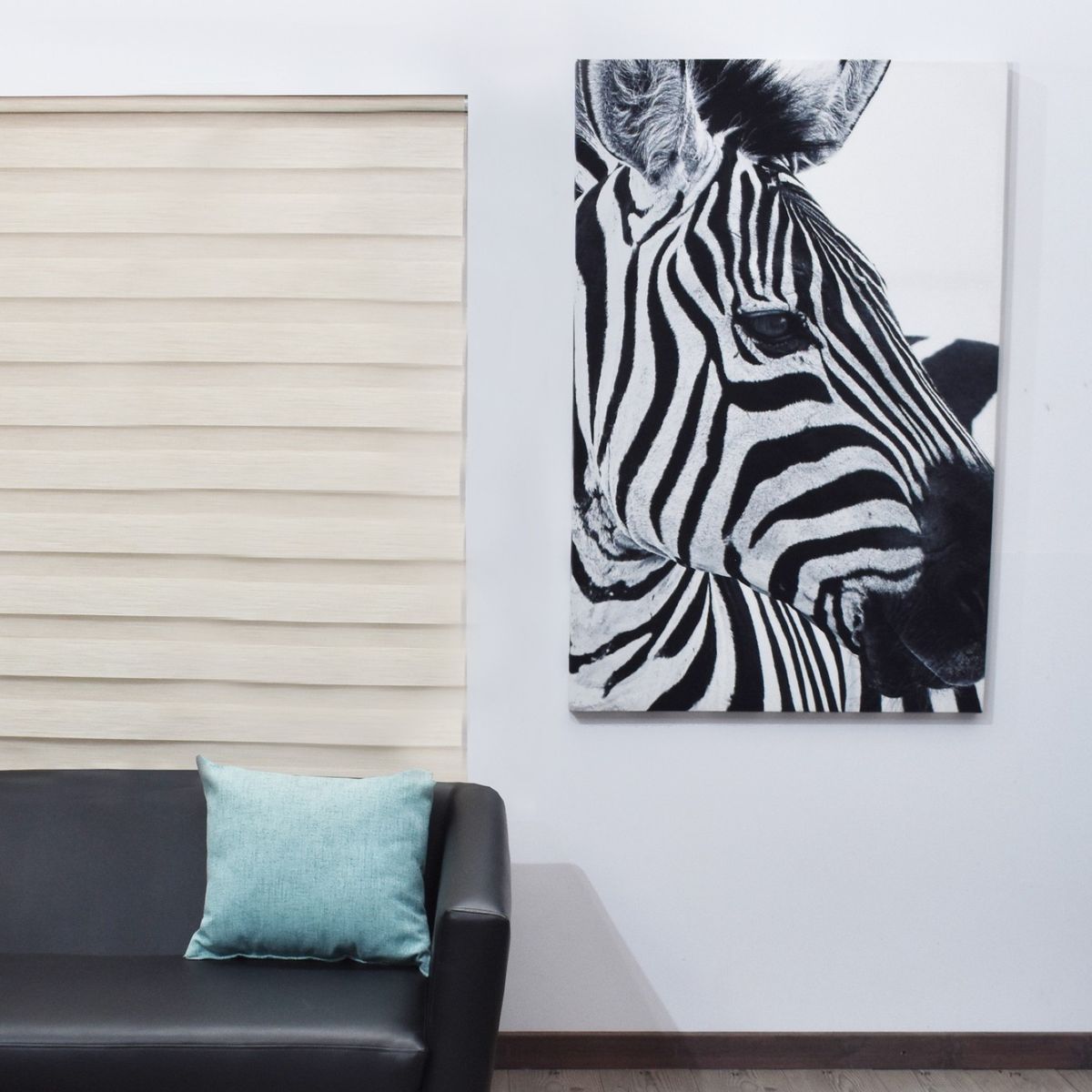 VENECIA - Cuadro Decorativo Cebra Fondo Blanco XL 120x80 - impresion en Tela