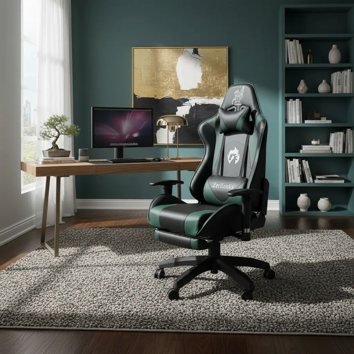 JYM - Silla Gamer Profesional Premium Cuero PU 170º Reclinable - Verde