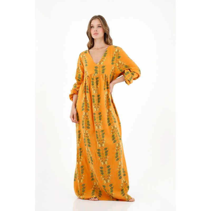 TOPMARK - Vestido manga larga naranja para mujer