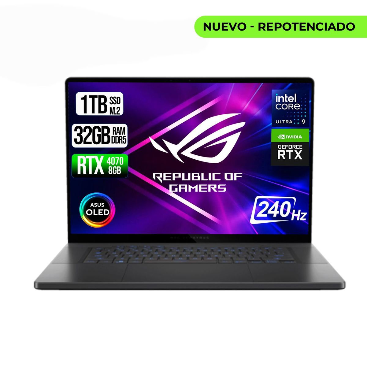 ASUS - ASUS ROG ZEPHYRUS INTEL ULTRA 9-185H RTX 4070 8GB SSD 1TB RAM 32GB OLED 16" 240Hz