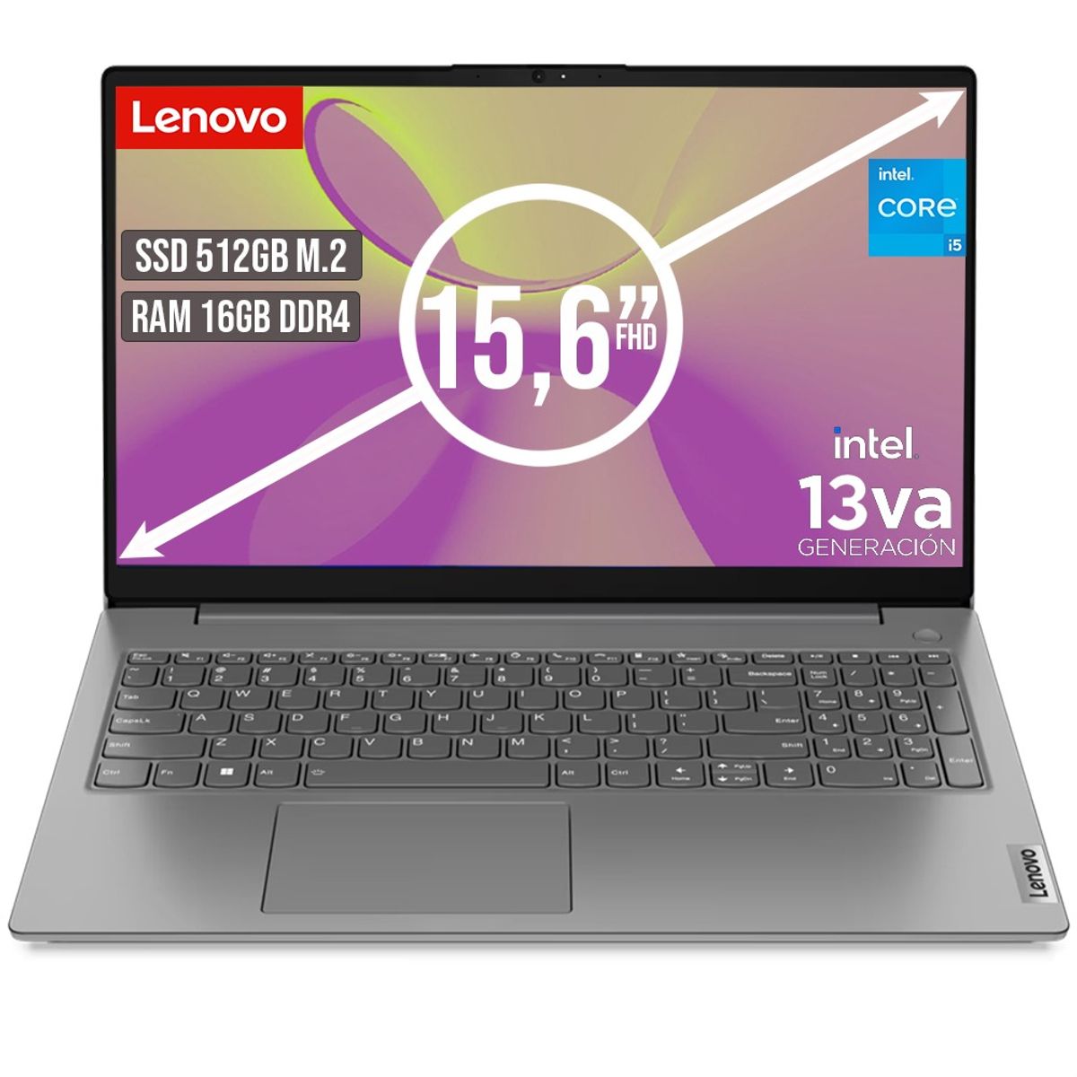 LENOVO - Portátil Lenovo V15 Intel Core i5 13420H 16GB RAM 512GB SSD 15.6