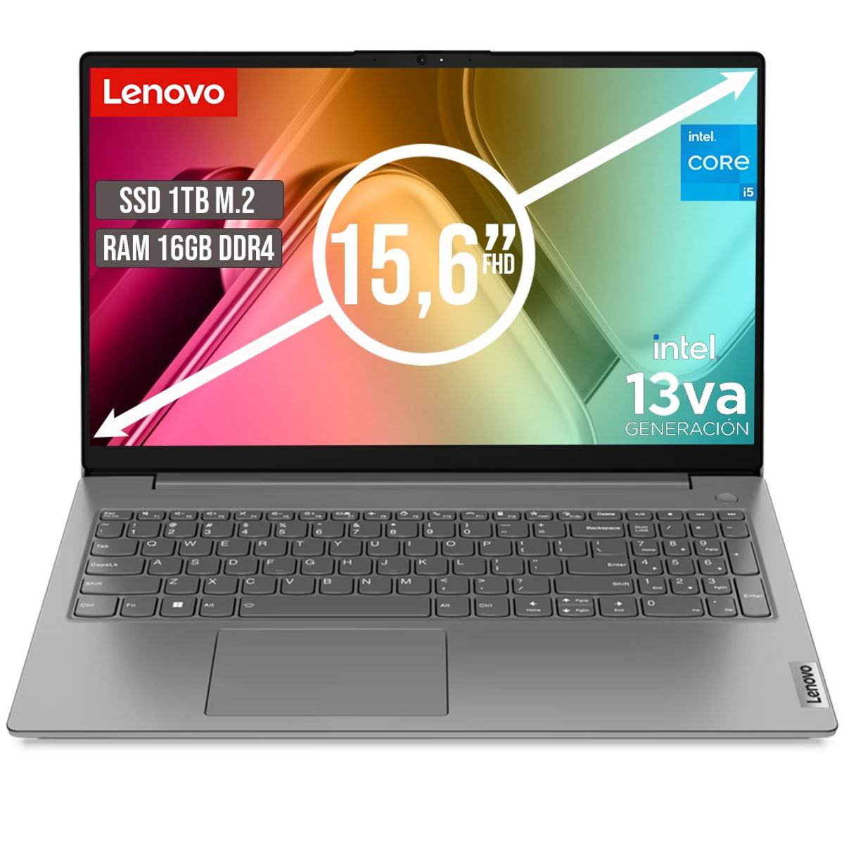 Lenovo - PORTATIL LENOVO V15 INTEL CORE I5-13420H SSD 1TB RAM 16GB LED 15,6
