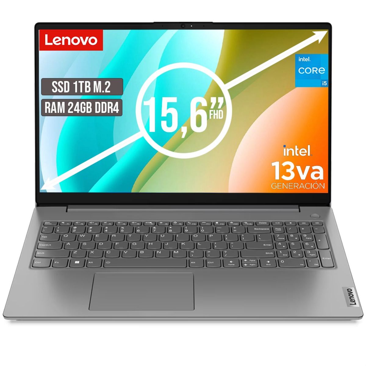 Lenovo - PORTATIL LENOVO V15 INTEL CORE I5-13420H SSD 1TB RAM 24GB LED 15,6