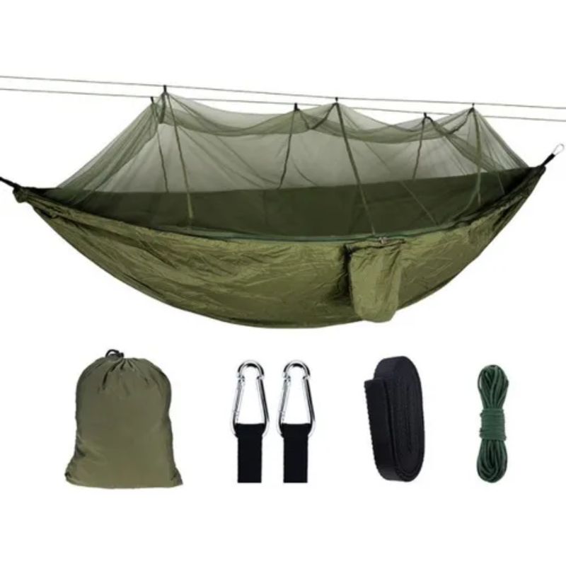 GENERICO - Hamaca verde camuflada para camping