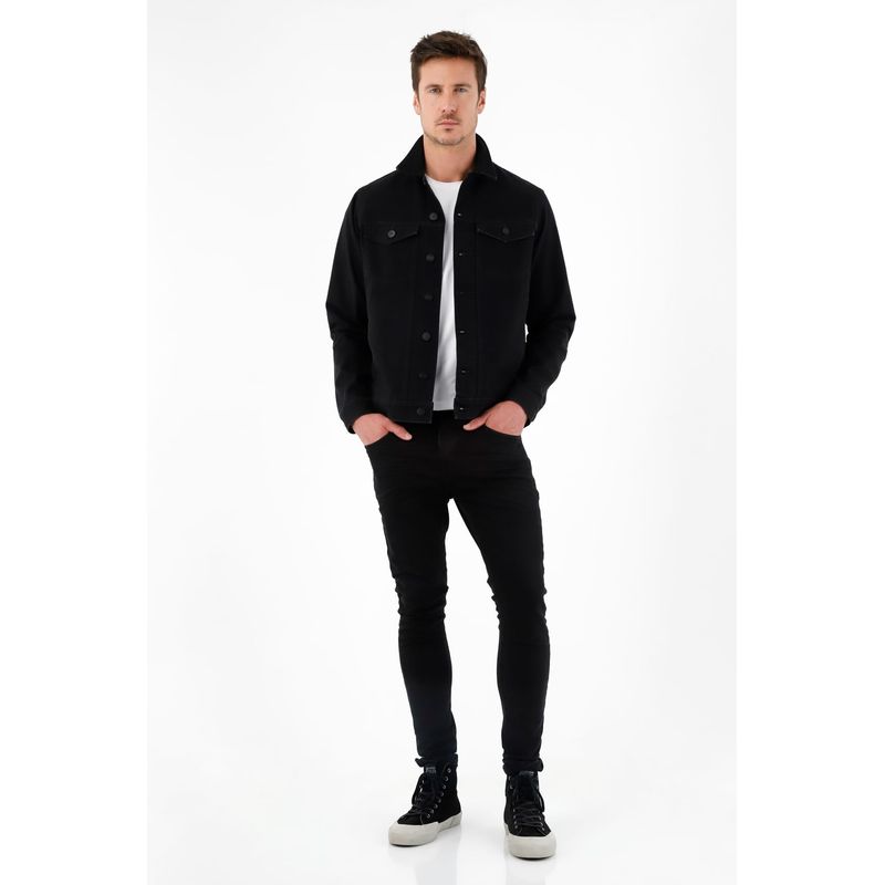 TENNIS - Chaqueta negra en denim para hombre