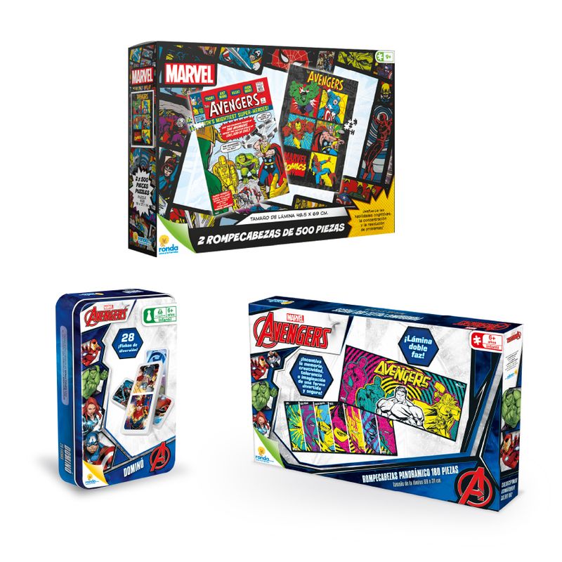 RONDA - Oferta 72 - Avengers +Domino+ Rompe180 Pzas Avengers + Romp 2 x 500 Pzas