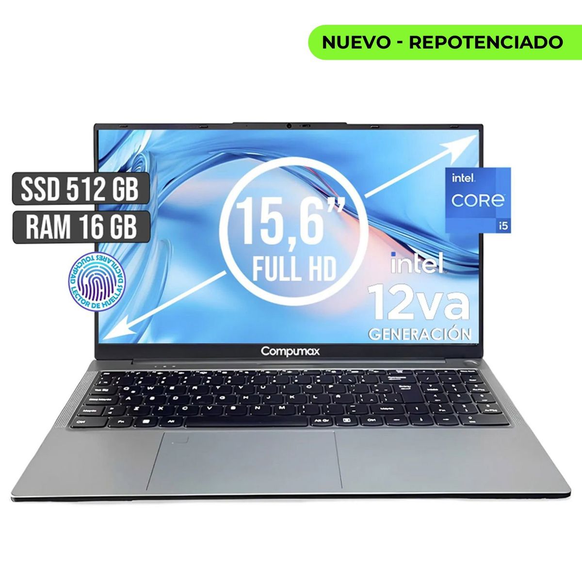 COMPUMAX - Portátil Compumax Intel Core i5 12450H 16GB RAM 512GB SSD 156