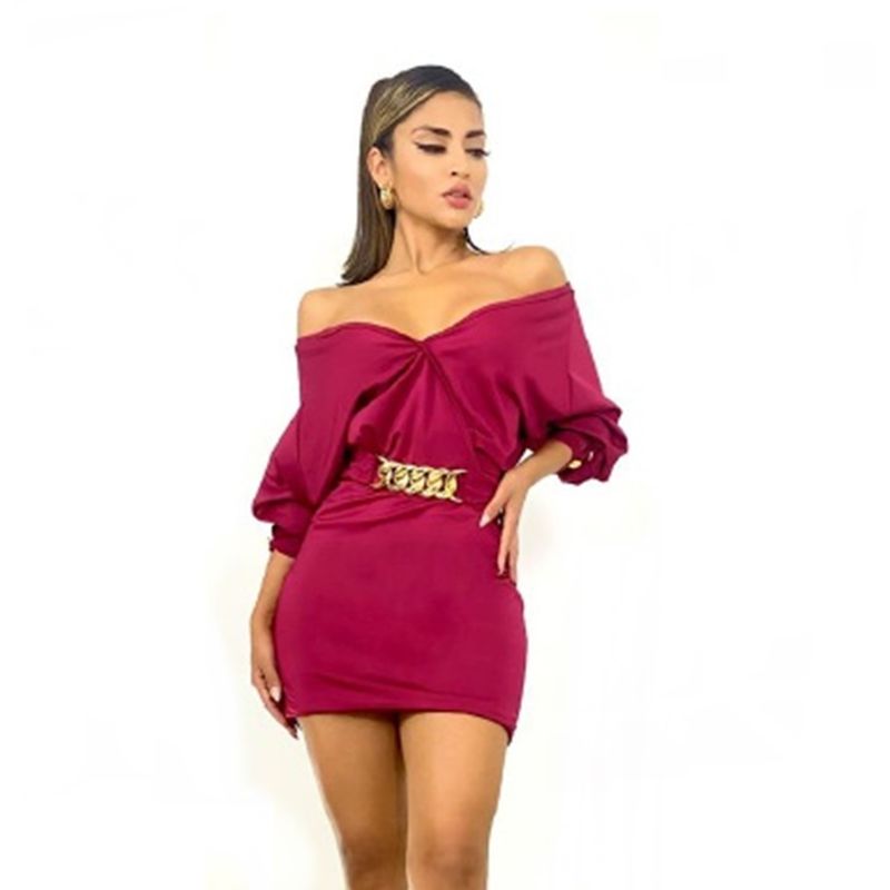 VIA7 - Vestido corto de manga con escote V ceñido