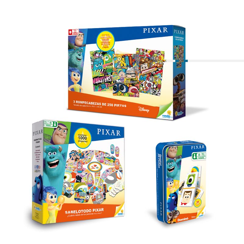 RONDA - Oferta 75 -Pixar: Domino+ Romp 3 x 250 Pzas  + Sabelotodo