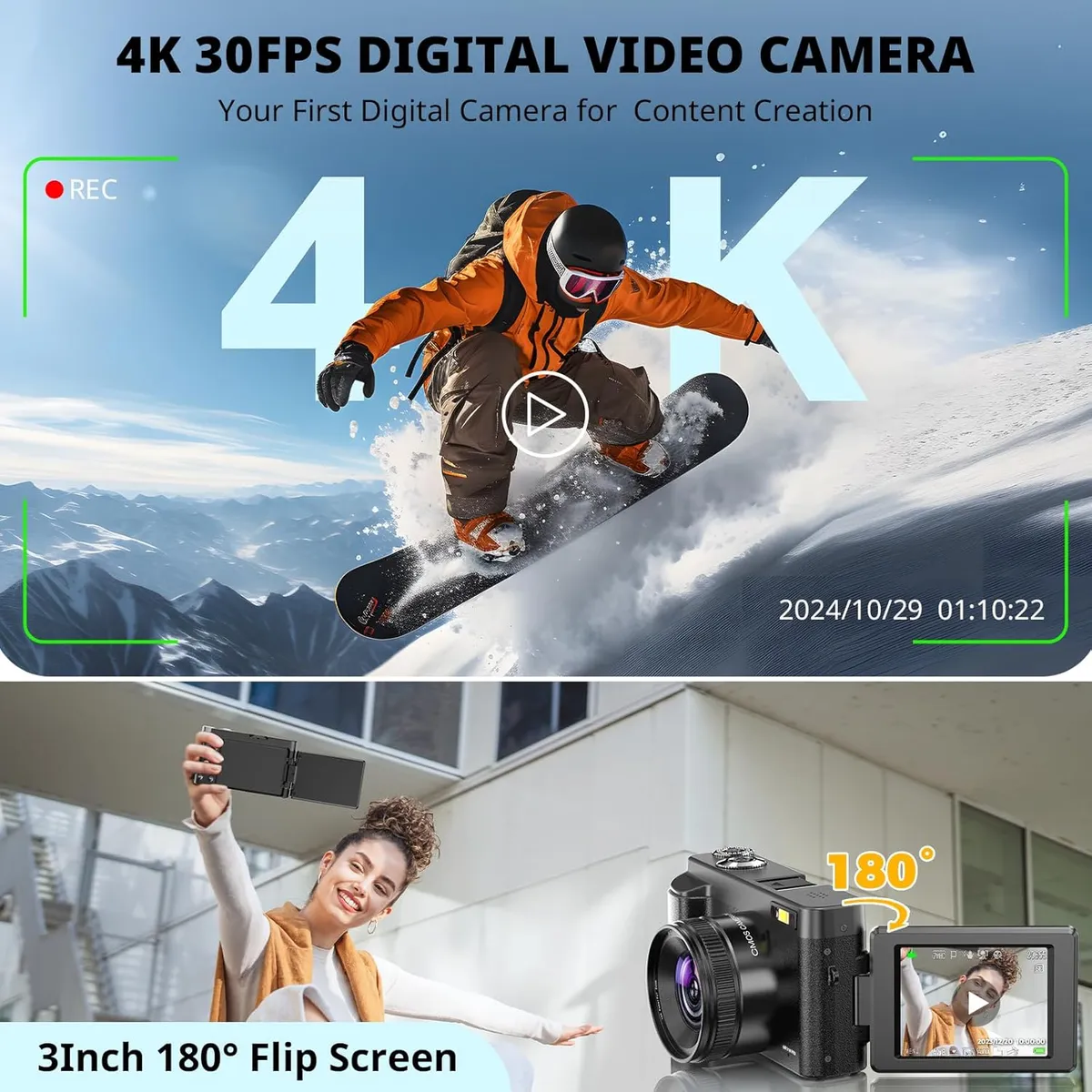 GENERICO - Cámara Digital 4k Para Enfoque Automático De Fotografía Co