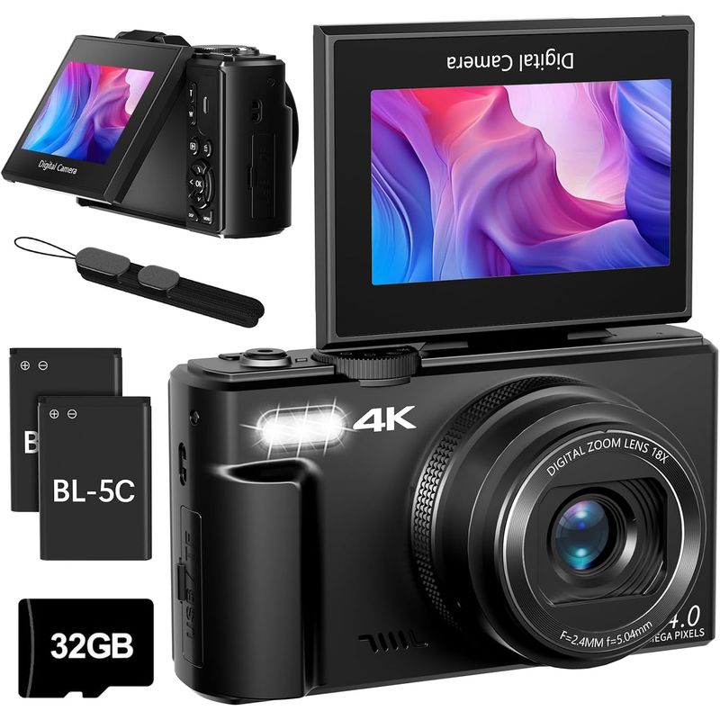 GENERICO - Cámara Digital Vlogging 4k 64mp 3 Pulgs Wifi Compacta 18x
