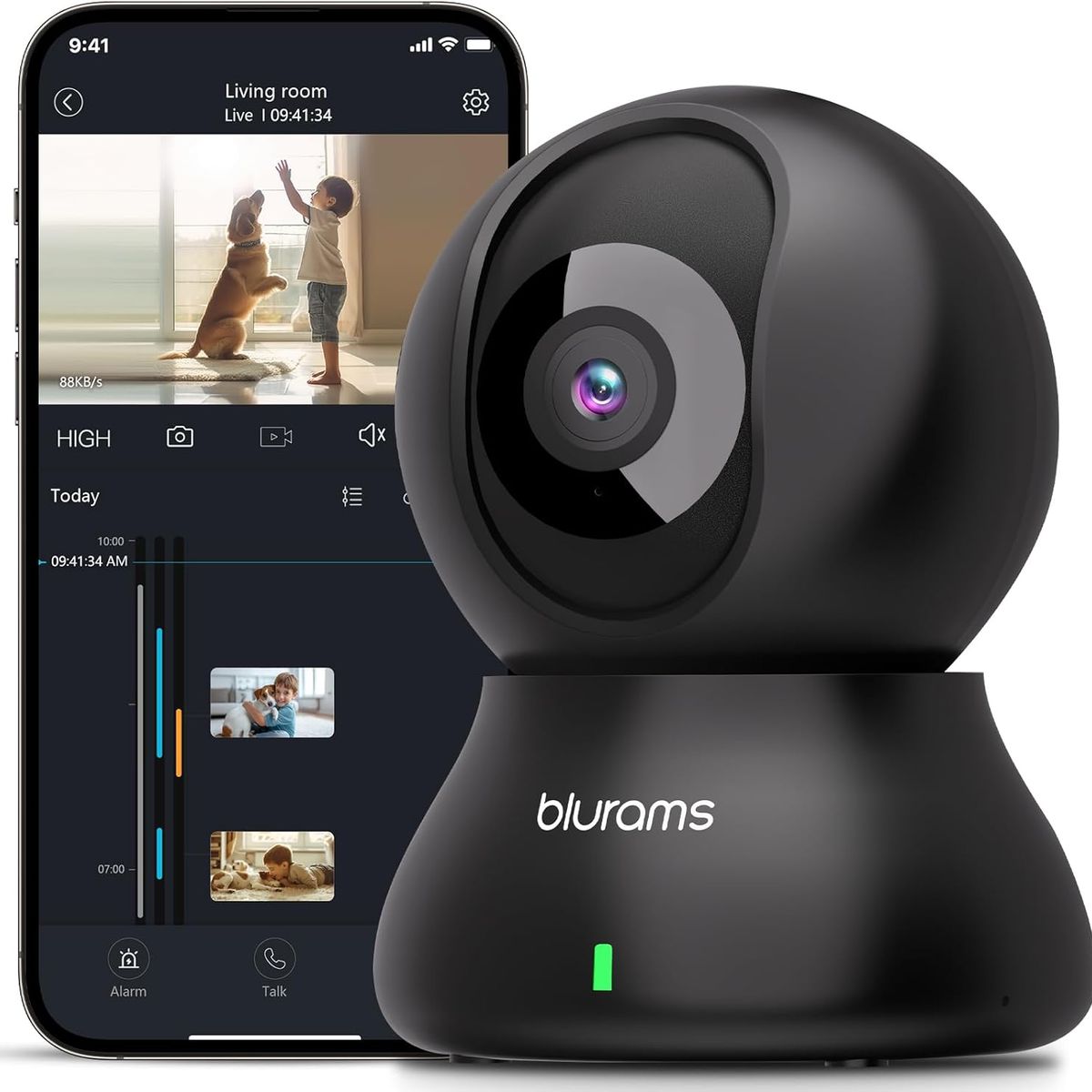 GENERICO - Cámara Seguridad Blurams 2k 360 Wifi Monitor Bebe