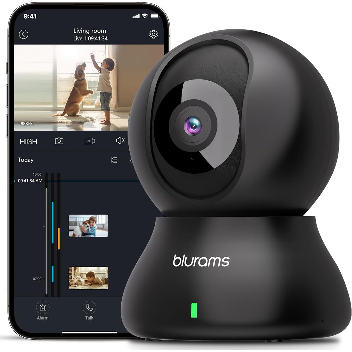 GENERICO - Cámara Seguridad Blurams 2k 360 Wifi Monitor Bebe
