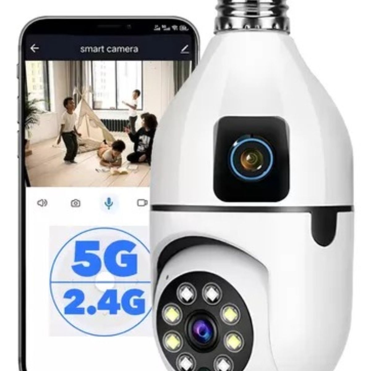 GENERICO - Cámara de seguridad Bombillo Robot Doble Cámara Wifi
