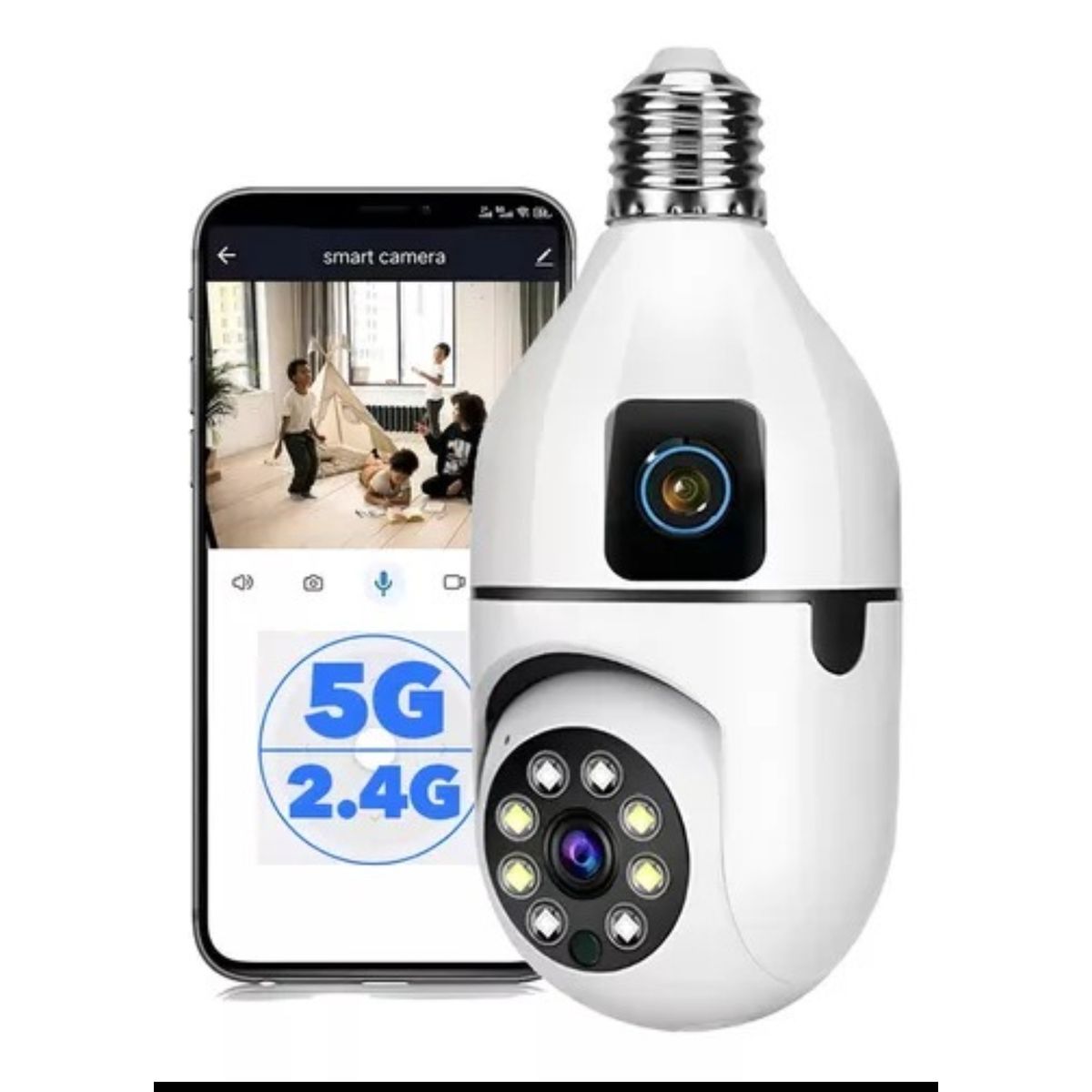 GENERICO - Cámara de seguridad Bombillo Robot Doble Cámara Wifi