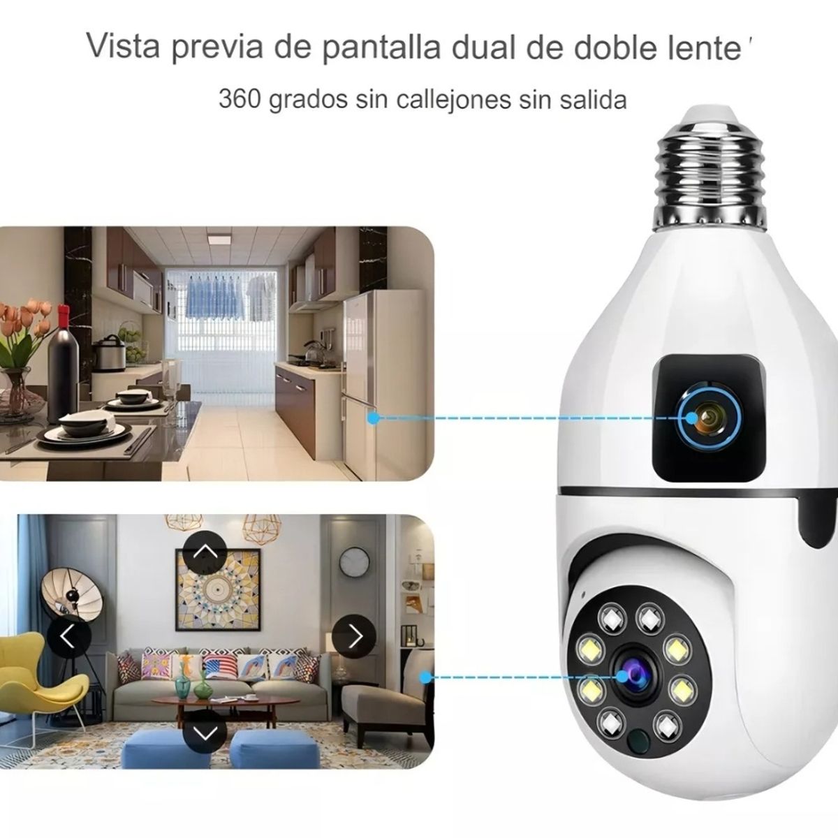 GENERICO - Cámara de seguridad Bombillo Robot Doble Cámara Wifi