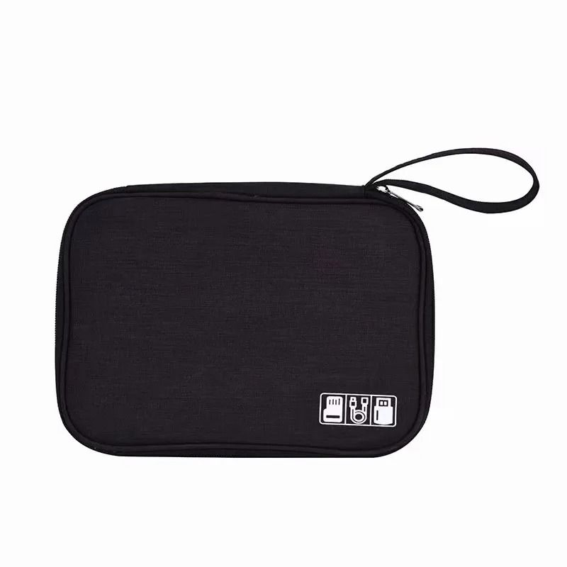 GENERICO - ESTUCHE CARTUCHERA ORGANIZADOR CABLES VIAJE ALMACENAR-NEGRO