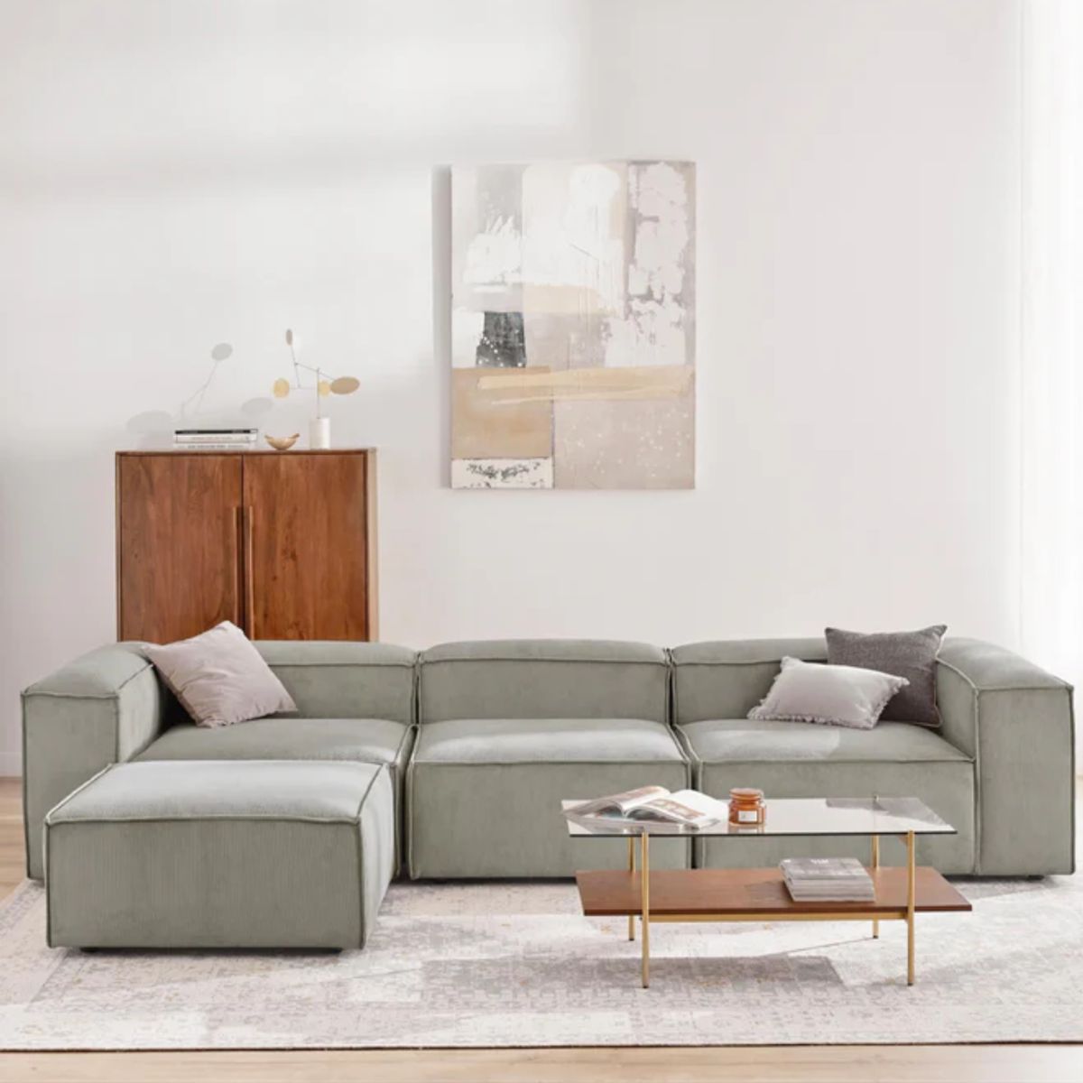 GENERICO - SALA MODULAR MARRUECOS COLOR GRIS EN TELA ANTIFLUIDOS Y PET FRIENDLY