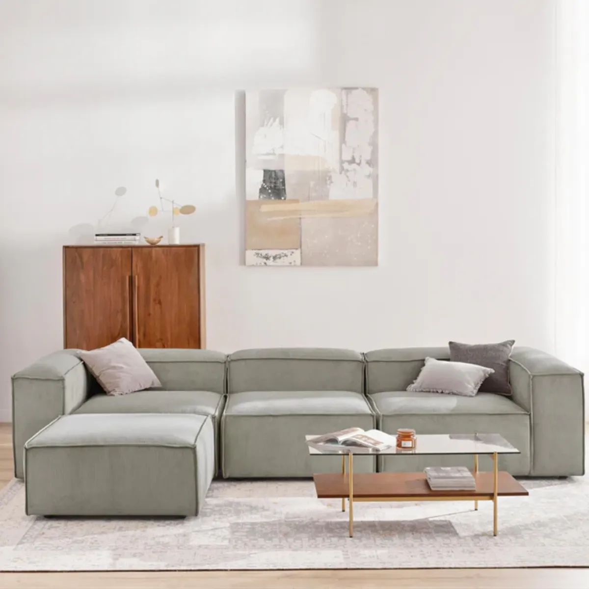 GENERICO - SALA MODULAR MARRUECOS COLOR GRIS EN TELA ANTIFLUIDOS Y PET FRIENDLY