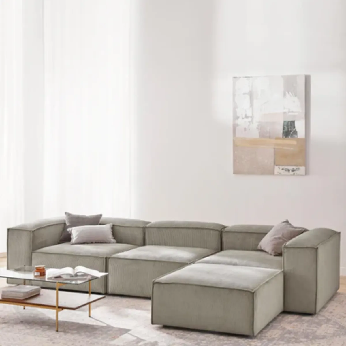 GENERICO - SALA MODULAR MARRUECOS COLOR GRIS EN TELA ANTIFLUIDOS Y PET FRIENDLY