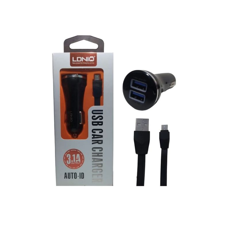GENERICO - Cargador Ldnio 3.1a Cable Usb-v8 + Charger Car 2 Usb