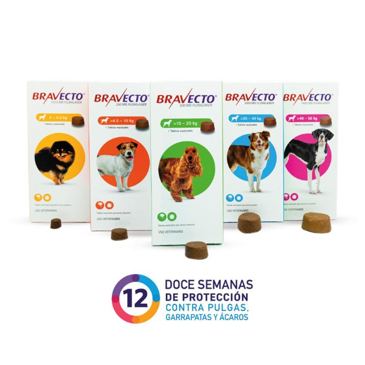 BRAVECTO - Bravecto Tableta Masticable Perros 10 a 20 kg – 500 mg