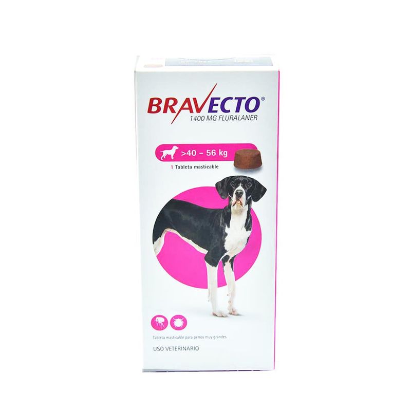 BRAVECTO - Bravecto Tableta Masticable Perros 40 a 56 kg – 1400 mg