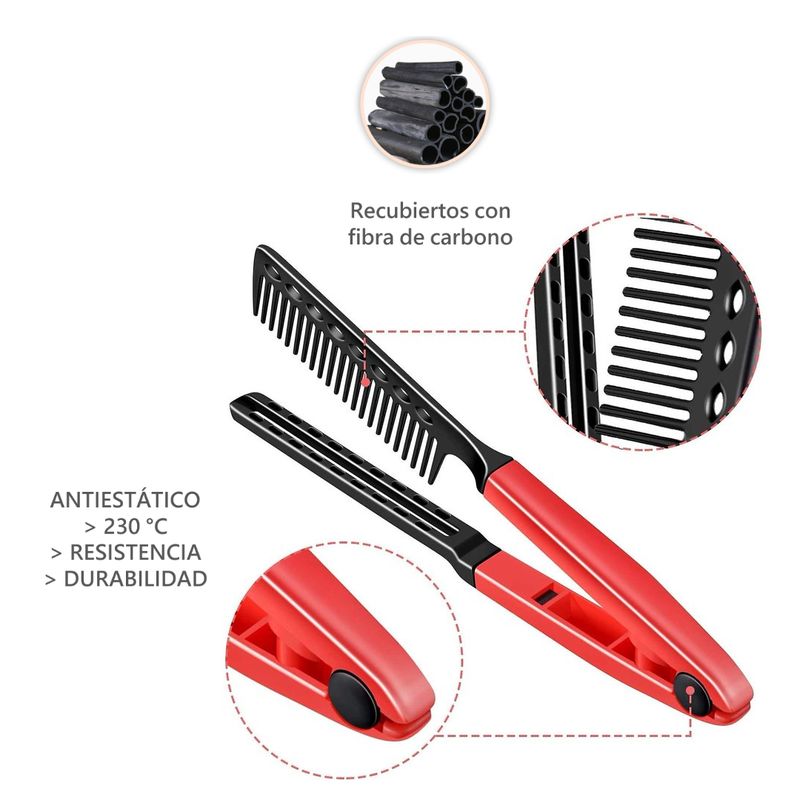 GENERICO - Peine Peinilla Alisar Planchar Cabello Carbon Antiestático