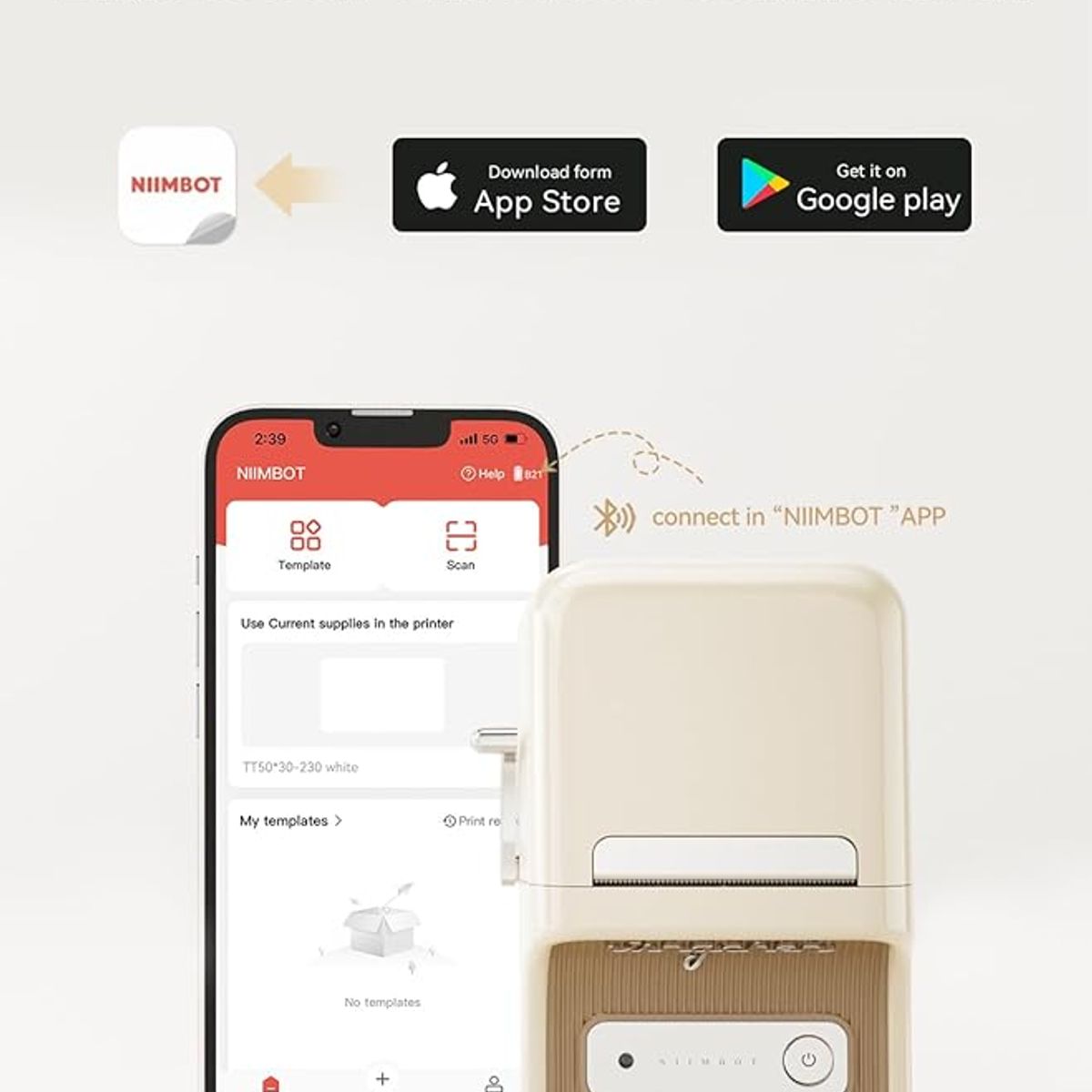 GENERICO - Impresora De Etiquetas Niimbot B21 Vintage Térmica Bluetooth