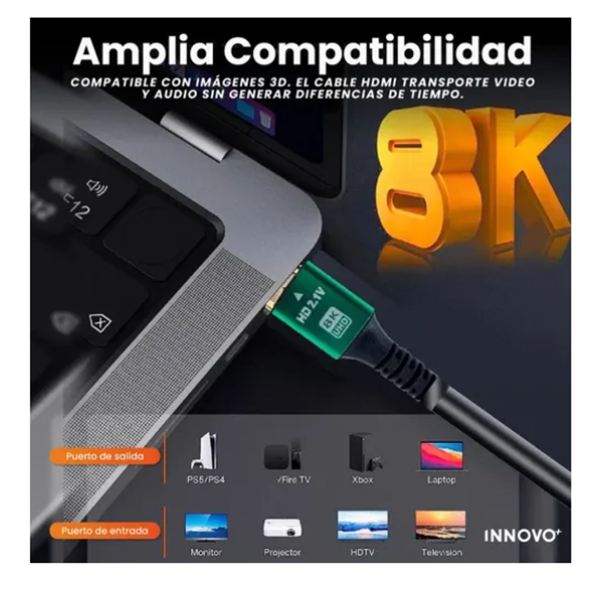 INNOVA - Cable Hdmi 8k Hd Alta Velocidad Definición 1.5 Metros