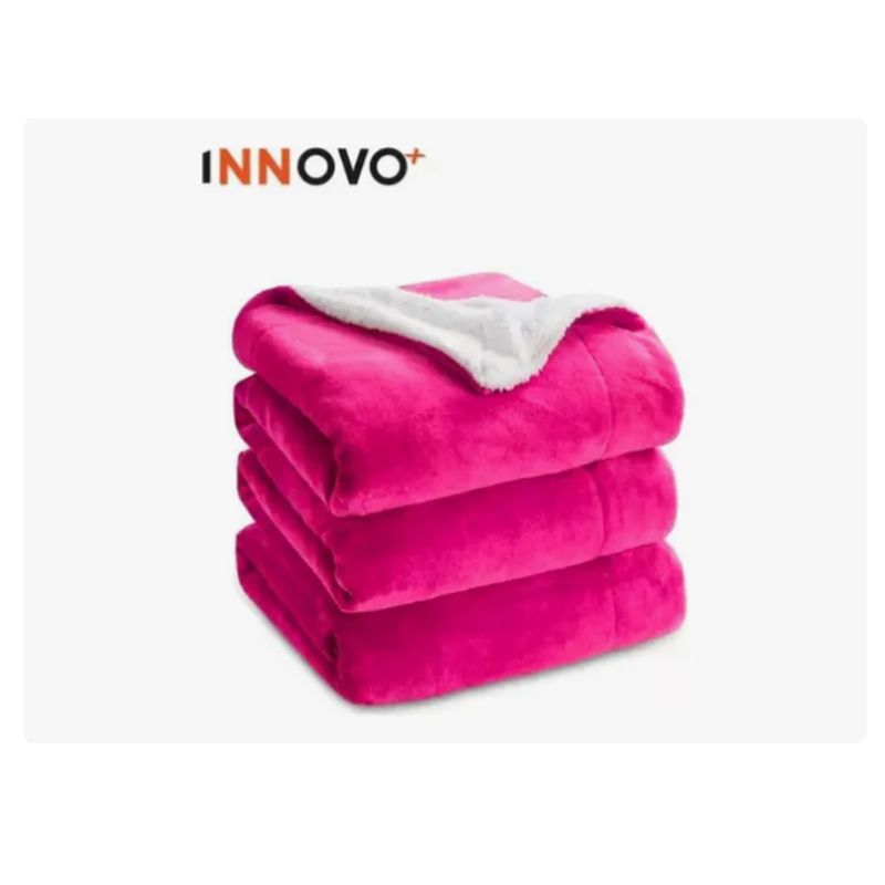 INNOVA - Cobija Cubre Cama Manta Ovejera Terciopelo 180x240 Cm Fucsia